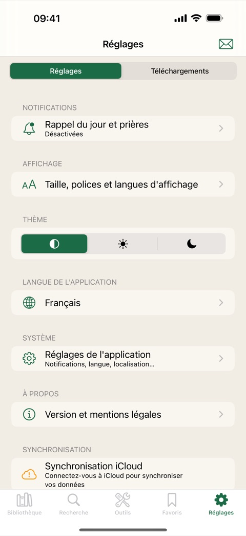 Réglages de l’application
