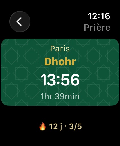 Horaires de prière au poignet